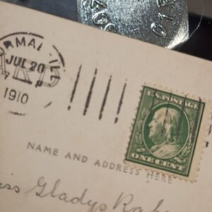 Vintage Postcard with Silver Coin